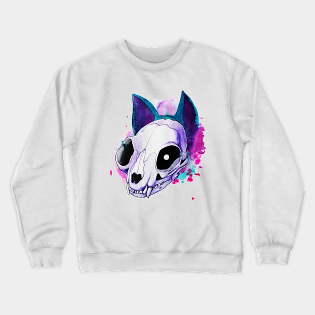 Color Splash Catskull Crewneck Sweatshirt by ManicWolfArts